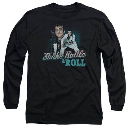 Elvis Presley Shake Rattle & Roll Mens Long Sleeve Shirt Black Officially Licensed