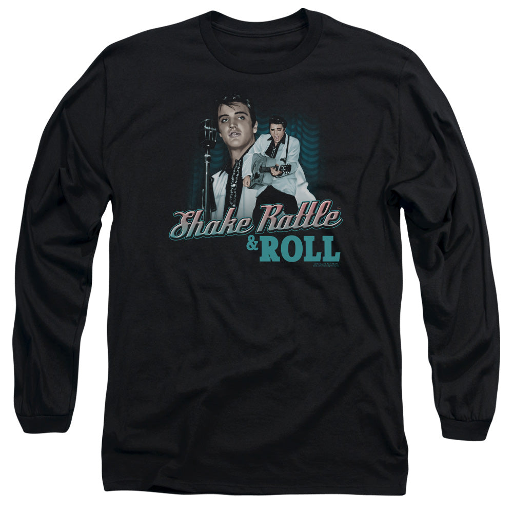 Elvis Presley Shake Rattle & Roll Mens Long Sleeve Shirt Black Officially Licensed