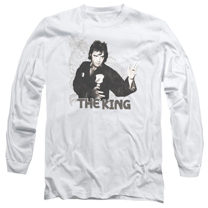 Elvis Presley Fighting King Mens Long Sleeve Shirt White Officially Licensed