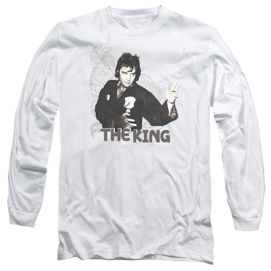 Elvis Presley Fighting King Mens Long Sleeve Shirt White Officially Licensed