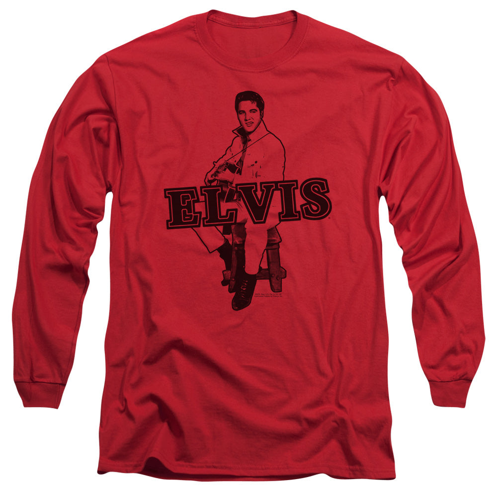 Elvis Presley Jamming Mens Long Sleeve Shirt Red Officially Licensed