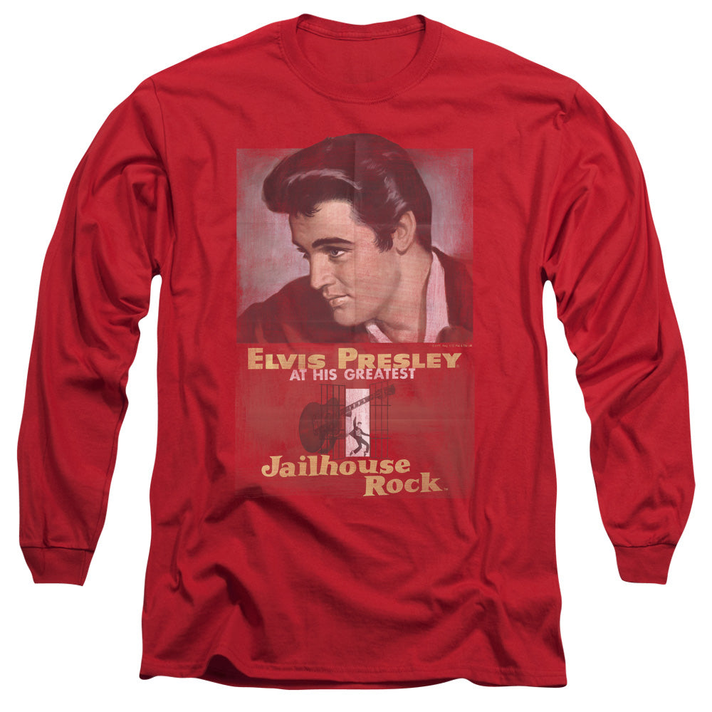 Elvis Presley Jailhouse Rock Poster Mens Long Sleeve Shirt Red Officially Licensed