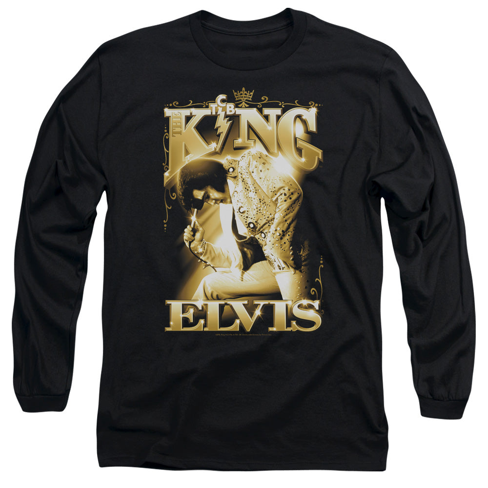 Elvis Presley The King Mens Long Sleeve Shirt Black Officially Licensed
