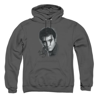 Elvis Presley Grey Portrait Mens Hoodie Charcoal