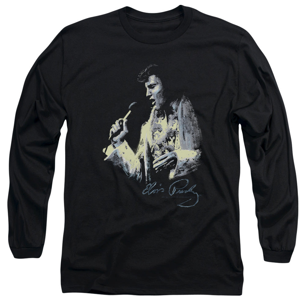 Elvis Presley Painted King Mens Long Sleeve Shirt Black Officially Licensed