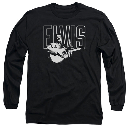 Elvis Presley White Glow Mens Long Sleeve Shirt Black Officially Licensed
