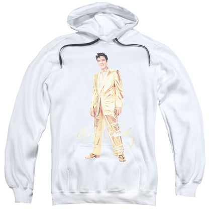 Elvis Presley Gold Lame Suit Mens Hoodie White