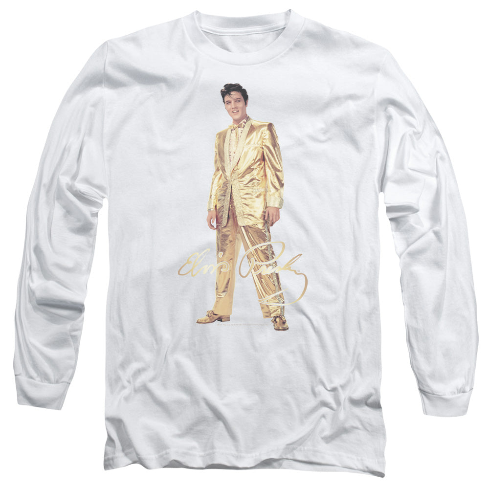 Elvis Presley Gold Lame Suit Mens Long Sleeve Shirt White Officially Licensed