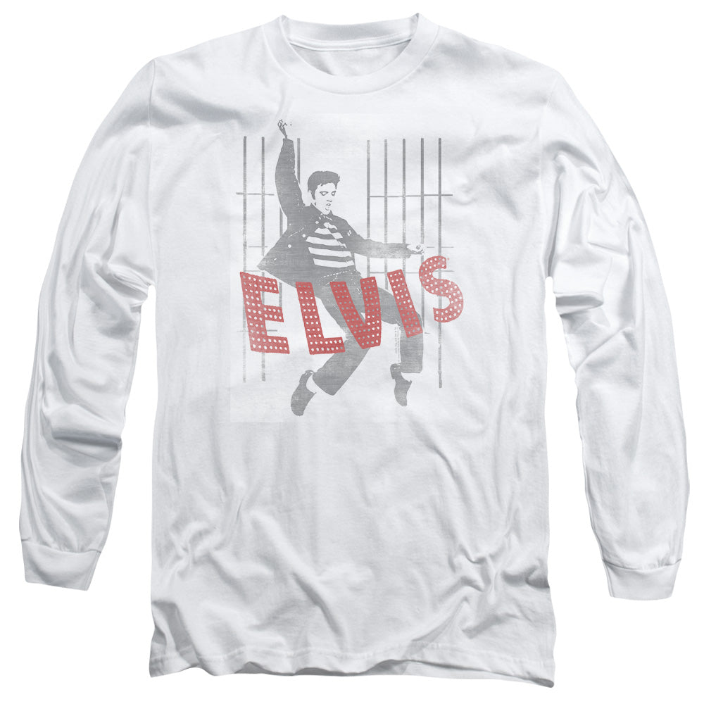 Elvis Presley Iconic Pose Mens Long Sleeve Shirt White Officially Licensed