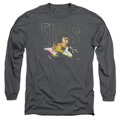 Elvis Presley Multicolored Mens Long Sleeve Shirt Charcoal Officially Licensed