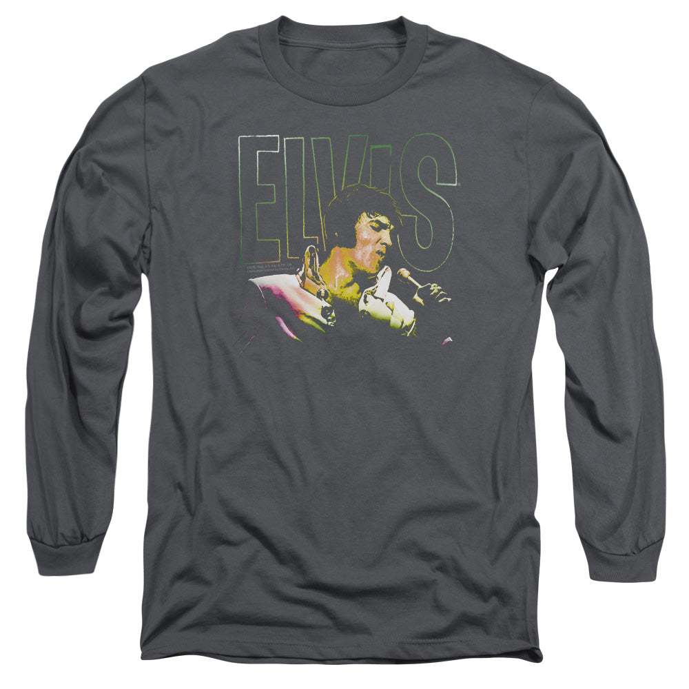 Elvis Presley Multicolored Mens Long Sleeve Shirt Charcoal Officially Licensed