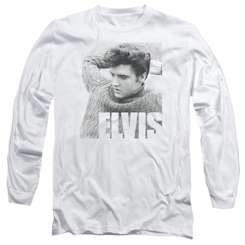 Elvis Presley Relaxing Mens Long Sleeve Shirt White