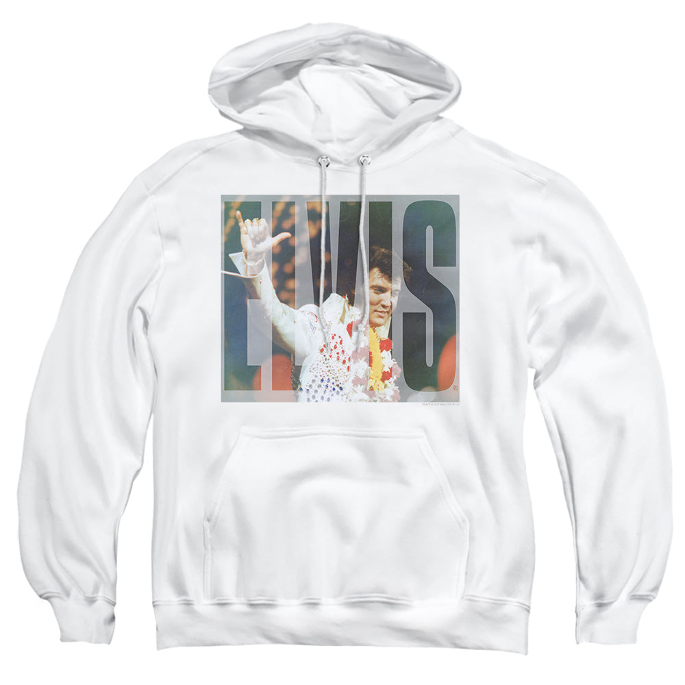 Elvis Presley Aloha Knockout Mens Hoodie White