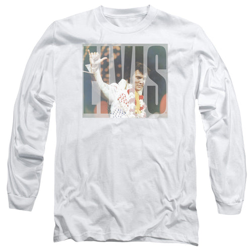 Elvis Presley Aloha Knockout Mens Long Sleeve Shirt White