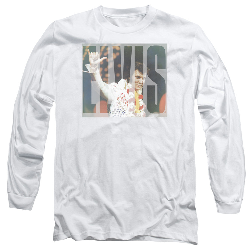 Elvis Presley Aloha Knockout Mens Long Sleeve Shirt White Officially Licensed
