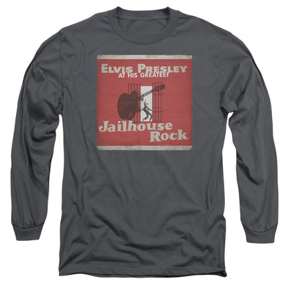 Elvis Presley Greatest Mens Long Sleeve Shirt Charcoal Officially Licensed