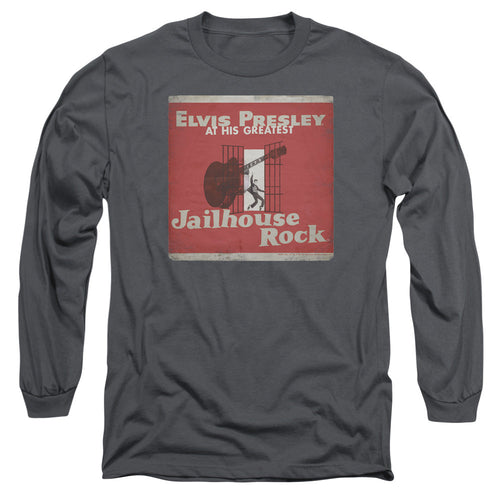 Elvis Presley Greatest Mens Long Sleeve Shirt Charcoal