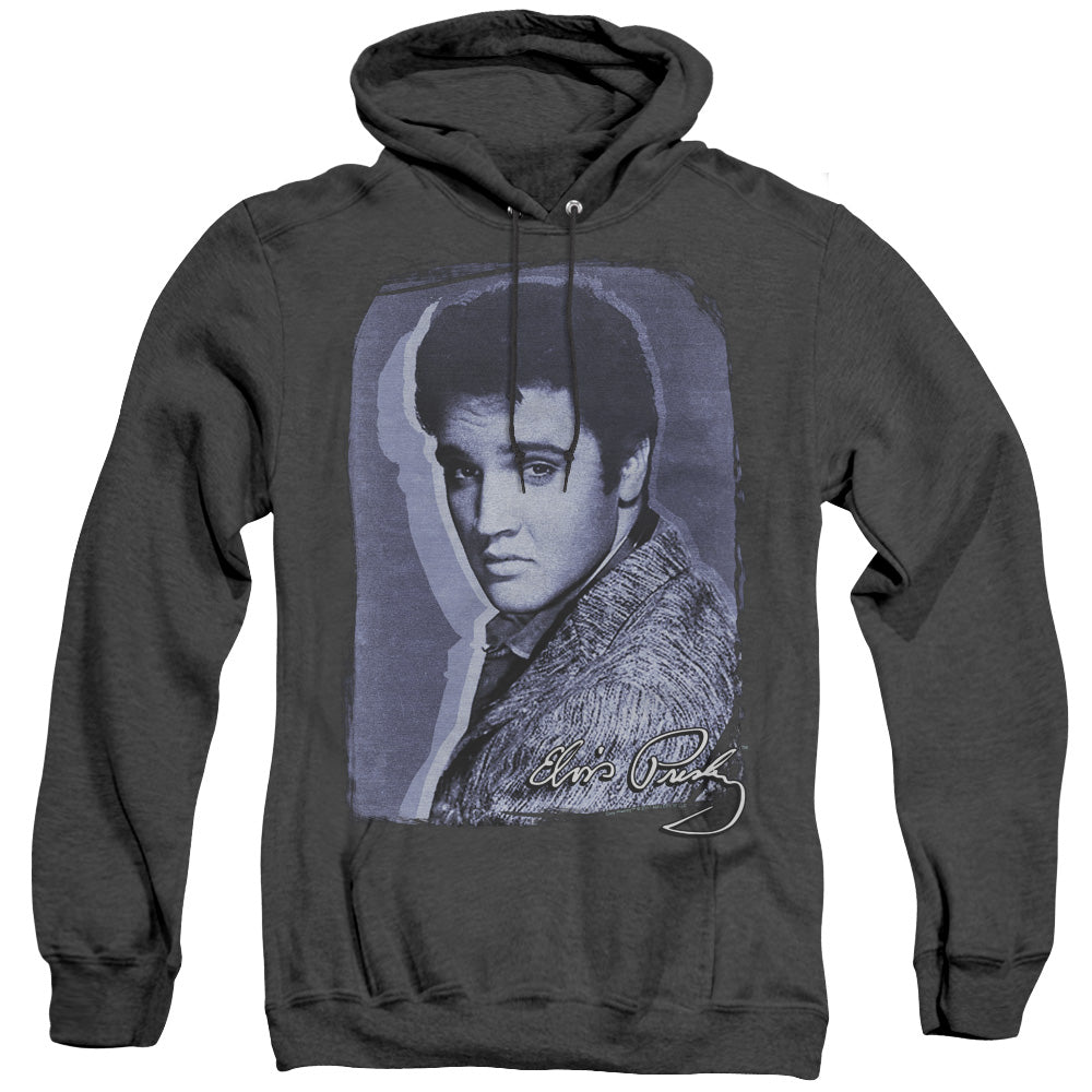 Elvis Presley Overlay Heather Mens Hoodie Black