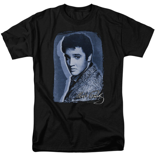 Elvis Presley Overlay Mens T Shirt Black
