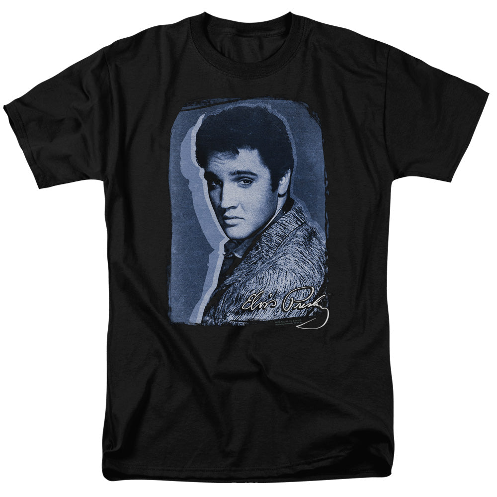 Elvis Presley Overlay Mens T Shirt Black