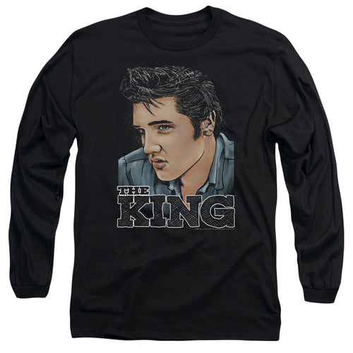 Elvis Presley Graphic King Mens Long Sleeve Shirt Black