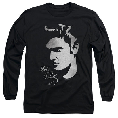 Elvis Presley Simple Face Mens Long Sleeve Shirt Black Officially Licensed