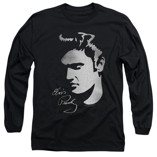 Elvis Presley Simple Face Mens Long Sleeve Shirt Black