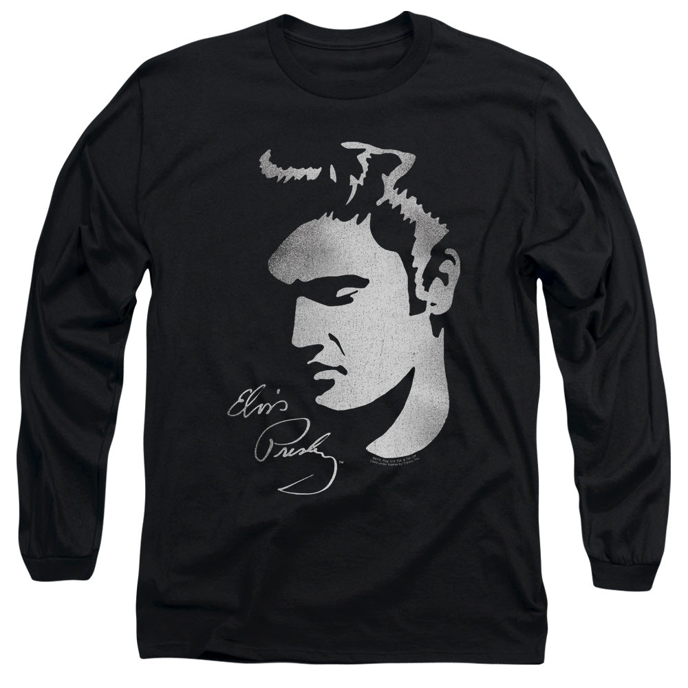 Elvis Presley Simple Face Mens Long Sleeve Shirt Black Officially Licensed