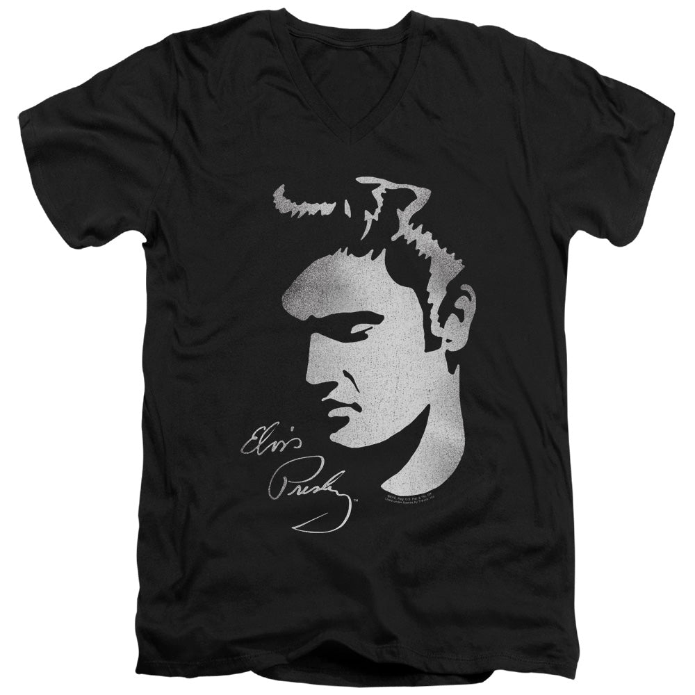 Elvis Presley Simple Face Mens Slim Fit V Neck T Shirt Black