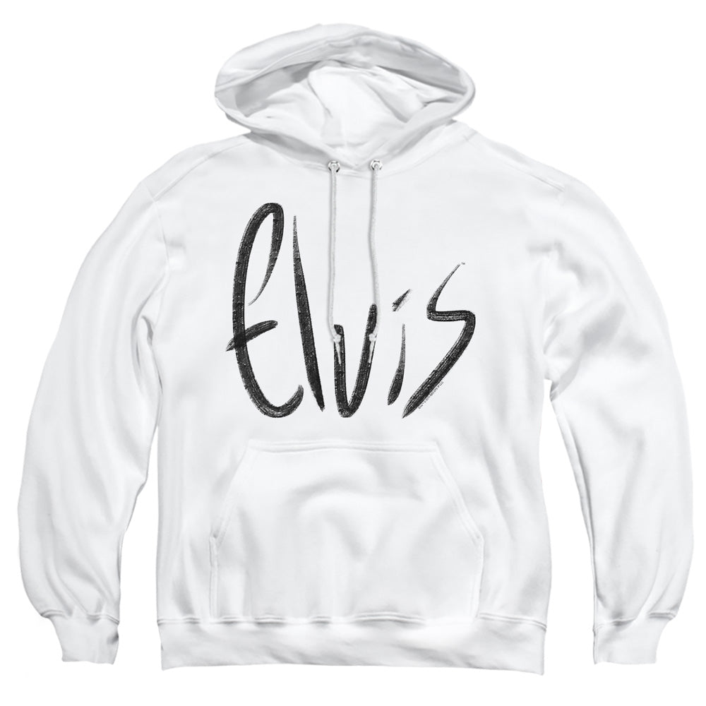 Elvis Presley Sketchy Name Mens Hoodie White