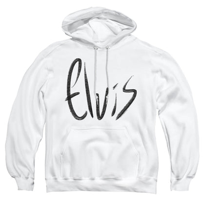 Elvis Presley Sketchy Name Mens Hoodie White