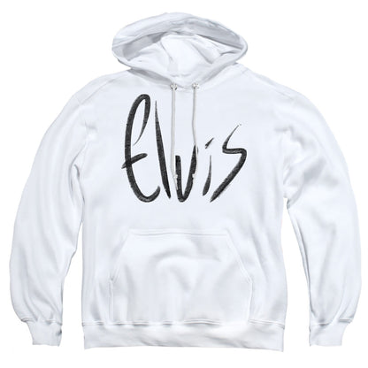 Elvis Presley Sketchy Name Mens Hoodie White