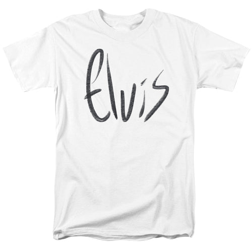 Elvis Presley Sketchy Name Mens T Shirt White