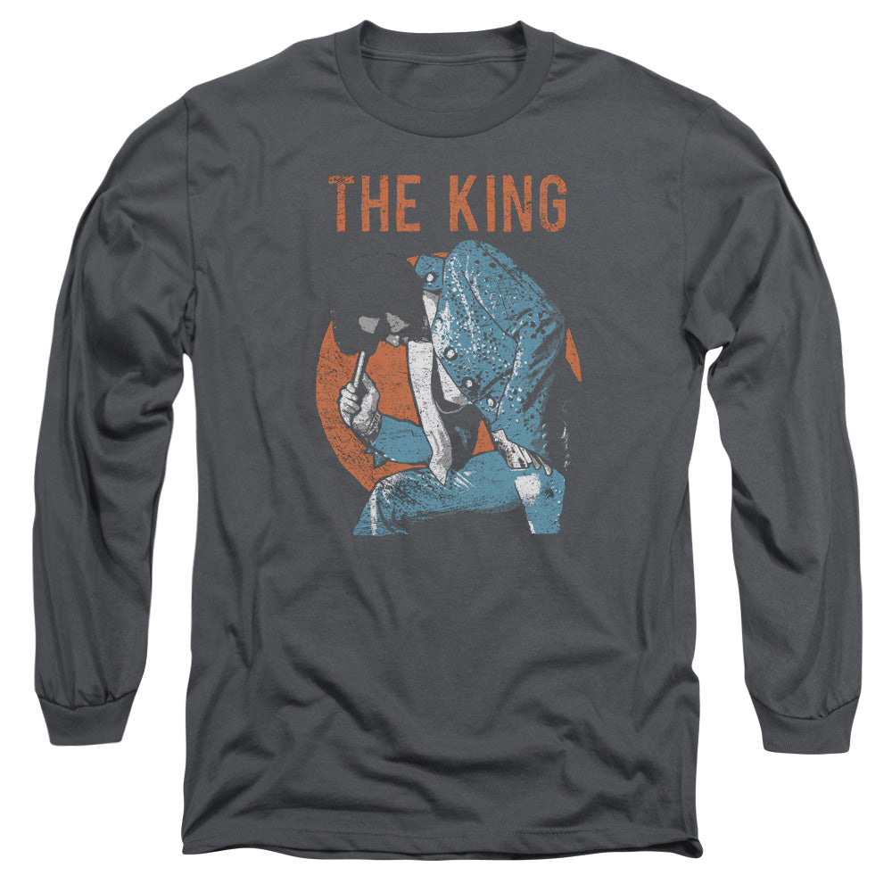 Elvis Presley Mic In Hand Mens Long Sleeve Shirt Charcoal Officially Licensed