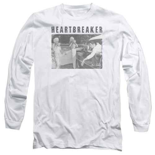 Elvis Presley Heartbreaker Mens Long Sleeve Shirt White