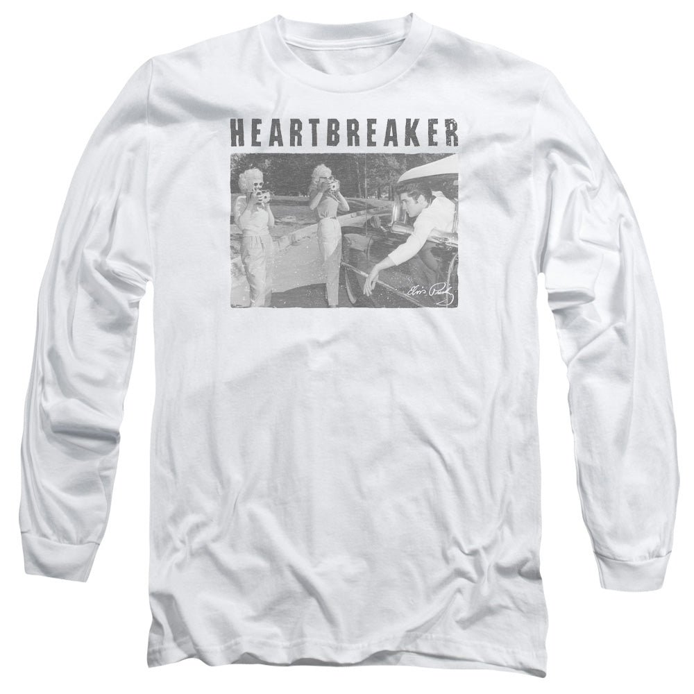 Elvis Presley Heartbreaker Mens Long Sleeve Shirt White Officially Licensed