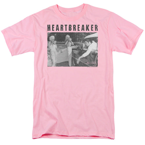 Elvis Presley Heartbreaker Mens T Shirt Pink