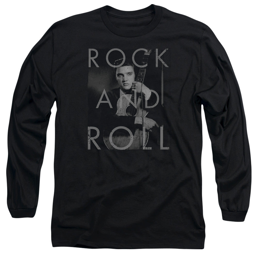 Elvis Presley Rock And Roll Mens Long Sleeve Shirt Black Officially Licensed