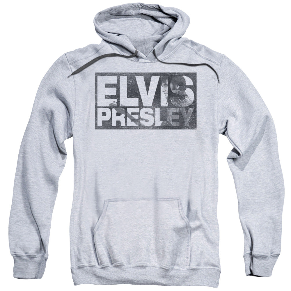 Elvis Presley Block Letters Mens Hoodie Athletic Heather
