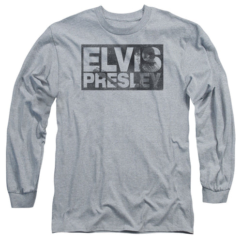 Elvis Presley Block Letters Mens Long Sleeve Shirt Athletic Heather