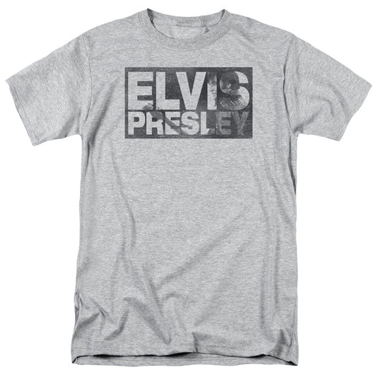 Elvis Presley Block Letters Mens T Shirt Athletic Heather