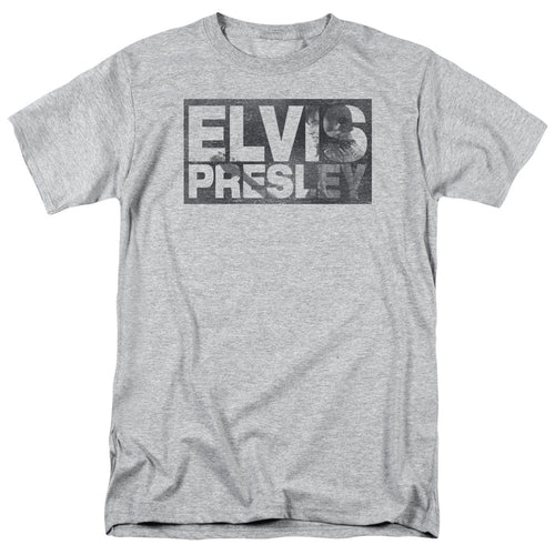 Elvis Presley Block Letters Mens T Shirt Athletic Heather