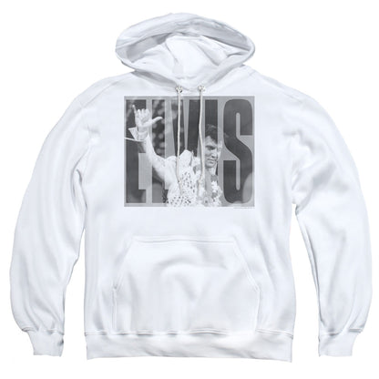 Elvis Presley Aloha Gray Mens Hoodie White