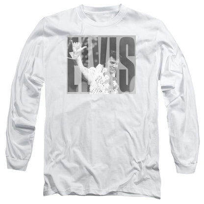 Elvis Presley Aloha Gray Mens Long Sleeve Shirt White