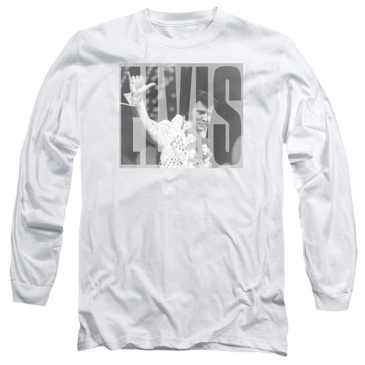 Elvis Presley Aloha Gray Mens Long Sleeve Shirt White