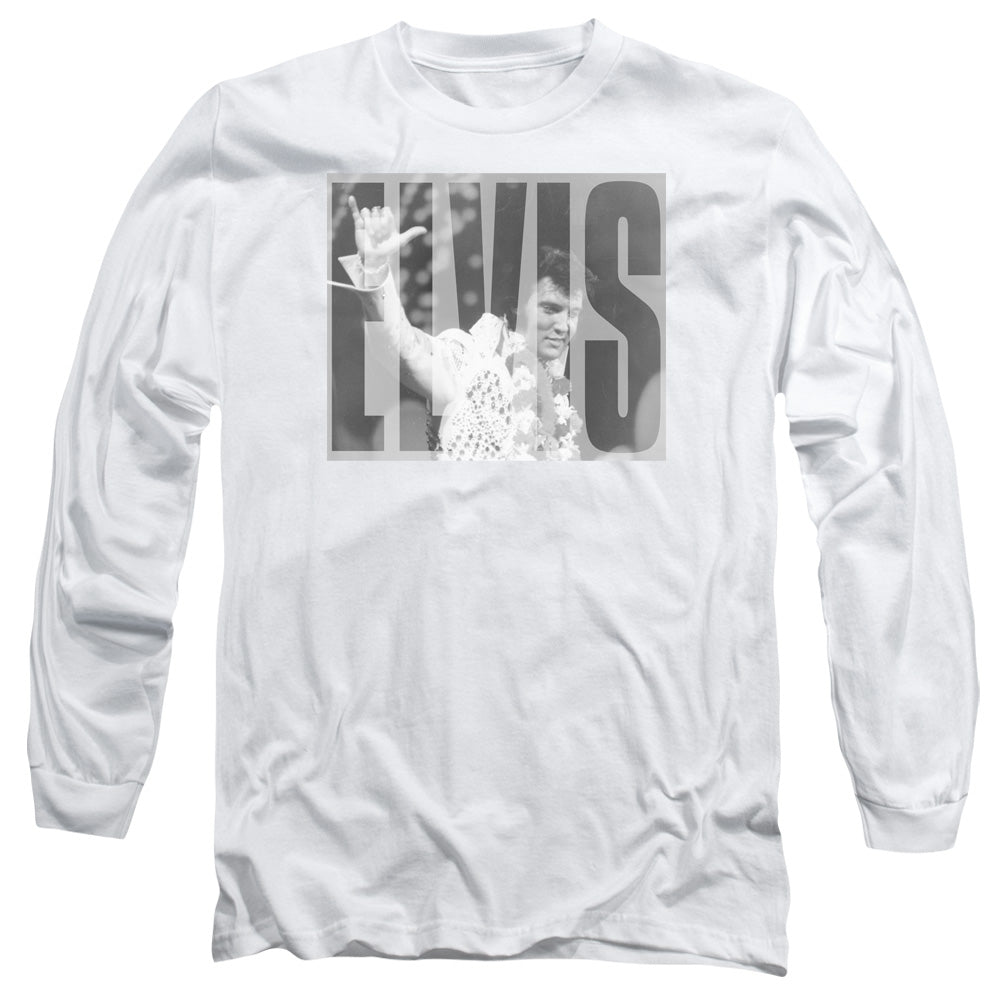 Elvis Presley Aloha Gray Mens Long Sleeve Shirt White Officially Licensed