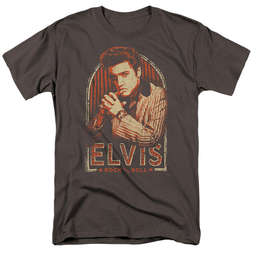 Elvis Presley Stripes Mens T Shirt Charcoal