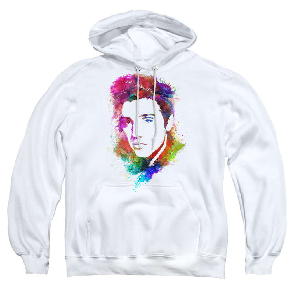 Elvis Presley Watercolor King Mens Hoodie White