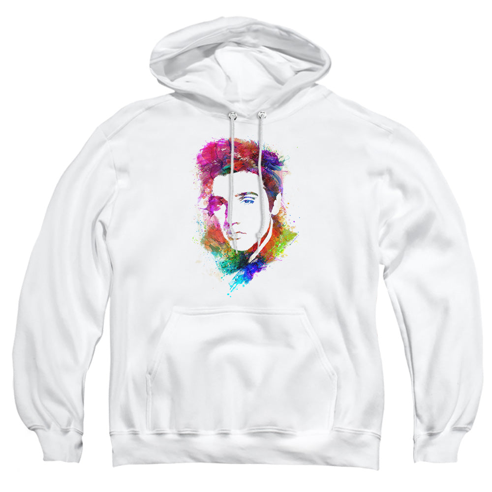 Elvis Presley Watercolor King Mens Hoodie White