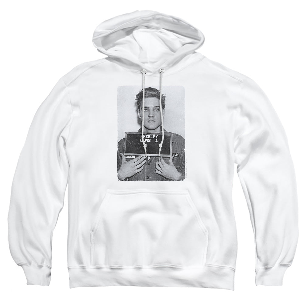 Elvis Presley Army Mug Shot Mens Hoodie White